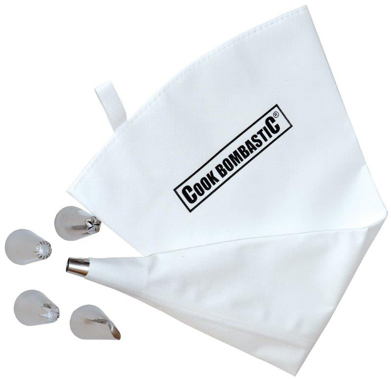 Profesionálny plátený zdobící sáček s 5 tryskami, COOK BOMBASTIC (40cm)