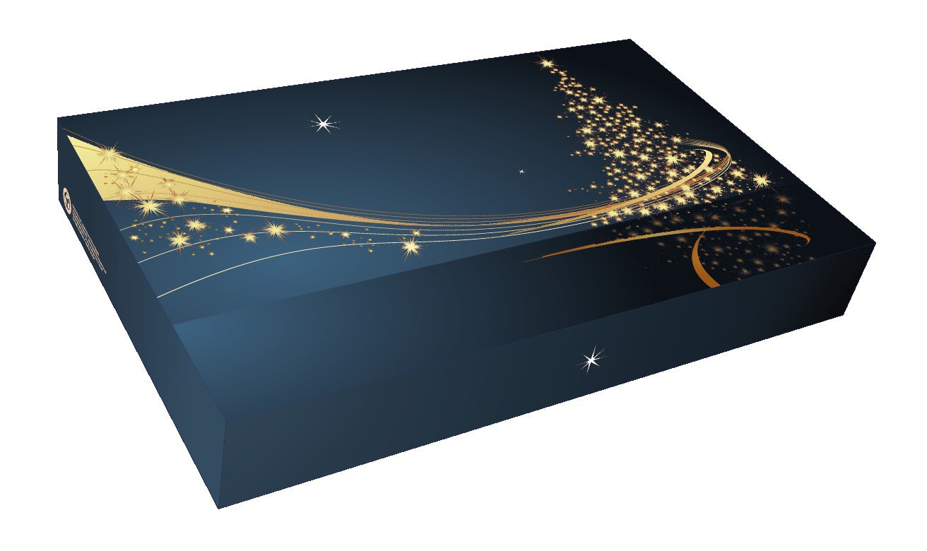 Vánoční krabička modrá, stromek 36x22x5cm