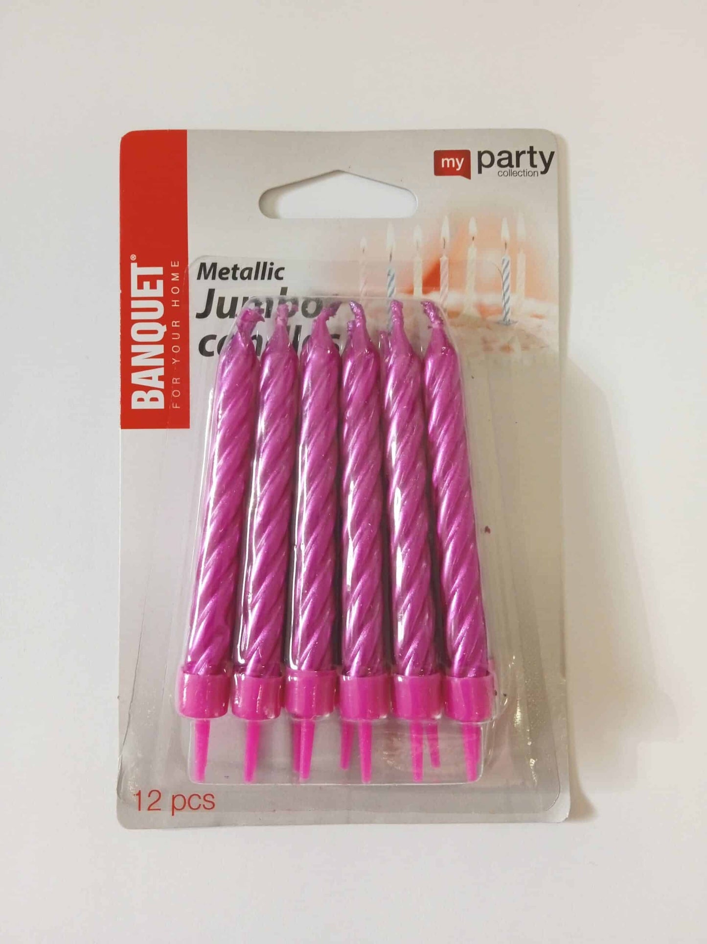 Svíčky metalické dortové 8 cm 12 ks s držáky , RŮŽOVÉ