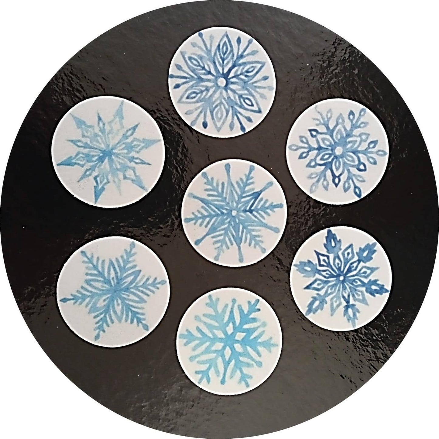 Dekorace z jedlého papíru, vánoční terčíky vločky 7ks